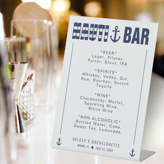 Laten we Nauti Bachelorette Party Bar Drinken hale Reclamebord Met Voetstuk