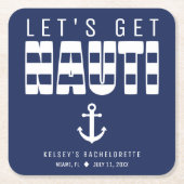 Laten we Nauti Blue Bachelorette-feestje krijgen Kartonnen Onderzetters (Voorkant)