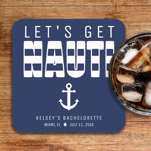 Laten we Nauti Blue Bachelorette-feestje krijgen Kartonnen Onderzetters