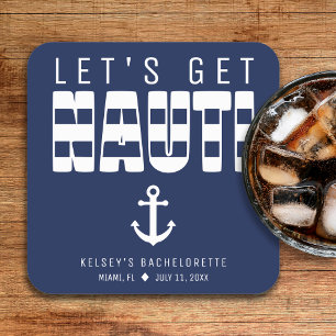 Laten we Nauti Blue Bachelorette feestje nemen Kartonnen Onderzetters