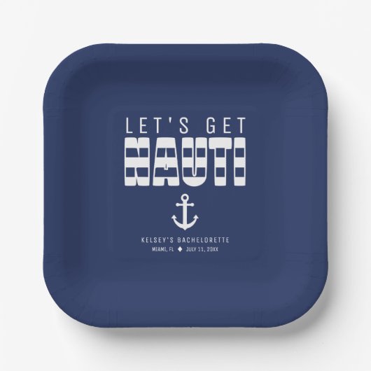 Laten we Nauti Blue Bachelorette feestje nemen Papieren Bordje (Voorkant)