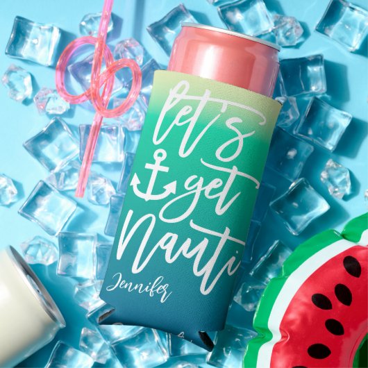 Laten we Nauti Blue Beach Bachelorette krijgen Seltzer Blikjeskoeler (Insitu Zomer)