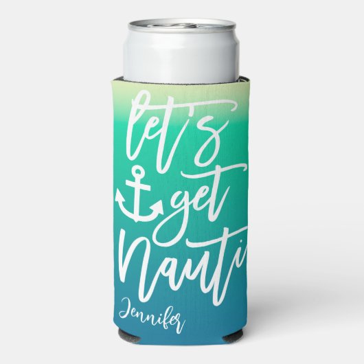 Laten we Nauti Blue Beach Bachelorette krijgen Seltzer Blikjeskoeler (Seltzer Achterkant)