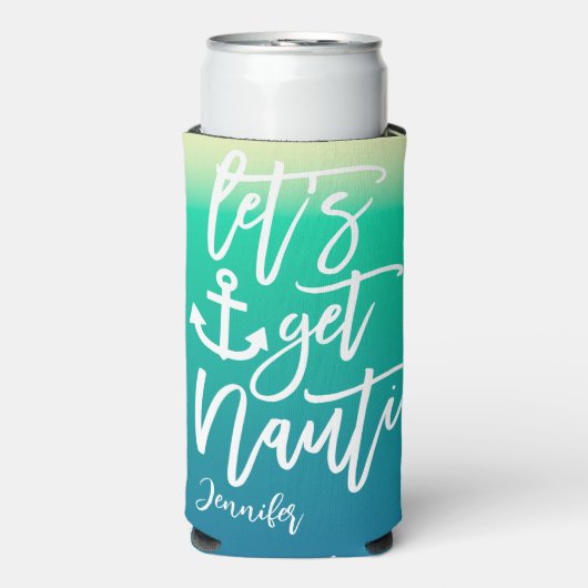 Laten we Nauti Blue Beach Bachelorette krijgen Seltzer Blikjeskoeler (Seltzer Voorkant)