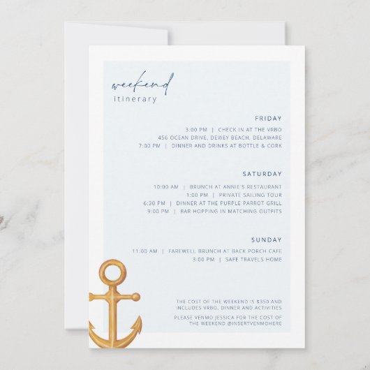 Laten we Nauti Nautical Bachelorette Party uitnodi Kaart (Achterkant)