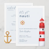 Laten we Nauti Nautical Bachelorette Party uitnodi Kaart (Voorkant / Achterkant)
