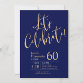 Laten we Navy Blue Gold 60e verjaardagsfeest viere Kaart (Voorkant)