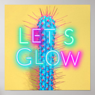 Laten we Neon Cactus Funky Party Festival Dance be Poster