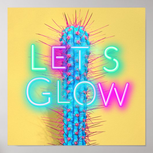 Laten we Neon Cactus Funky Party Festival Dance be Poster (Voorkant)