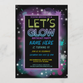 LATEN WE NEON PAINT KIDS BIRTHDAY PARTIJ VERZOEKEN KAART