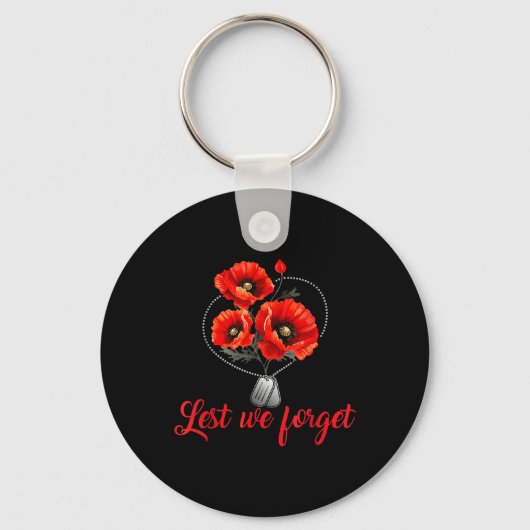 Laten we niet vergeten Red Poppy Flower USA vetera Sleutelhanger (Voorkant)