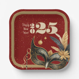 Laten we Nieuwjaarsfeest Glamoureus rood luiden Papieren Bordje