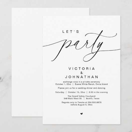 Laten we nog lang en gelukkig feesten na het huwel kaart (Voorkant / Achterkant)