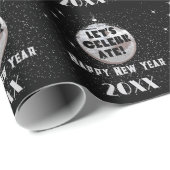 Laten we NYE Disco Ball Zwart vieren Cadeaupapier (Rol Hoek)