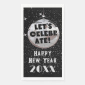 Laten we NYE Disco Ball Zwart vieren Servet (Voorkant)