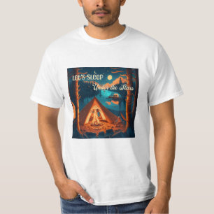 Laten we onder de sterren slapen   Kampeer kunst T-shirt