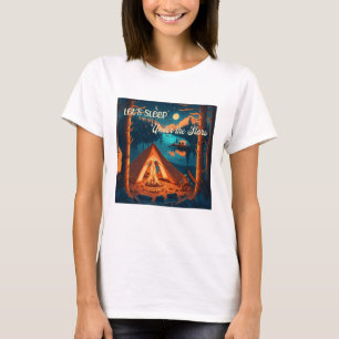Laten we onder de sterren slapen   Kampeer kunst T-shirt