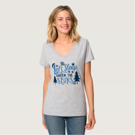 Laten we onder de sterren slapen maan bos kamperen t-shirt