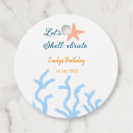 Laten we onder het zee de blauwe verjaardag vieren bedankjes labels