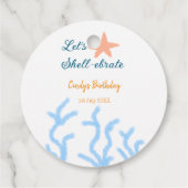 Laten we onder het zee de blauwe verjaardag vieren bedankjes labels (Achterkant)