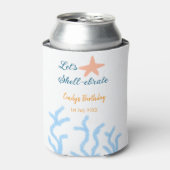 Laten we onder het zee de blauwe verjaardag vieren blikjeskoeler (Blikje Voorkant)