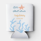 Laten we onder het zee de blauwe verjaardag vieren blikjeskoeler (Achterkant)