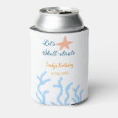 Laten we onder het zee de blauwe verjaardag vieren blikjeskoeler (Blikje Achterkant)