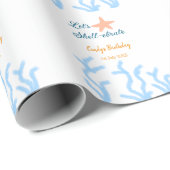 Laten we onder het zee de blauwe verjaardag vieren cadeaupapier (Rol Hoek)