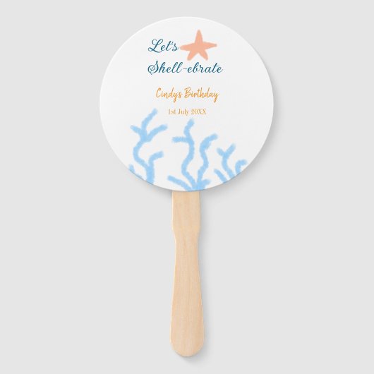 Laten we onder het zee de blauwe verjaardag vieren handwaaier (Voorkant)