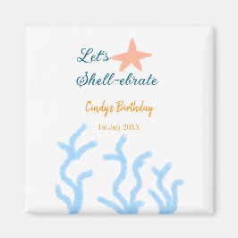 Laten we onder het zee de blauwe verjaardag vieren magneet