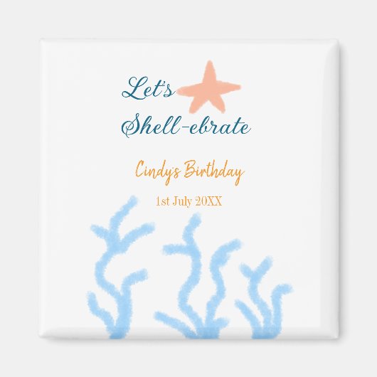 Laten we onder het zee de blauwe verjaardag vieren magneet (Voorkant)