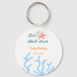 Laten we onder het zee de blauwe verjaardag vieren sleutelhanger