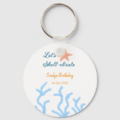 Laten we onder het zee de blauwe verjaardag vieren sleutelhanger (Achterkant)