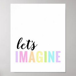 Laten we ons een speelkamer in pastel regenboog vo poster