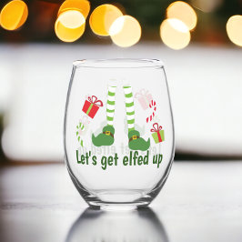 Laten we ons Elfachtig Opstellen Kerst Grappig Wijnglas Zonder Voet