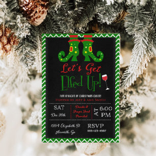 Laten we ons Kerstfeest met Elfen Vieren Uitnodigi Kaart