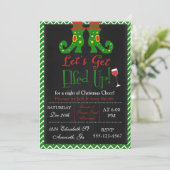Laten we ons Kerstfeest met Elfen Vieren Uitnodigi Kaart (Staand voorkant)
