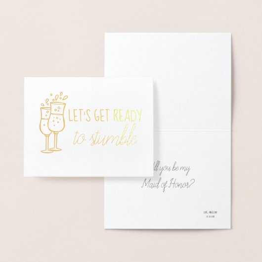 Laten we ons klaarmaken om grappig bruidsmeisje te folie kaarten (Display)