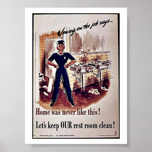 Laten we onze rustkamer schoon houden! poster (Voorkant)