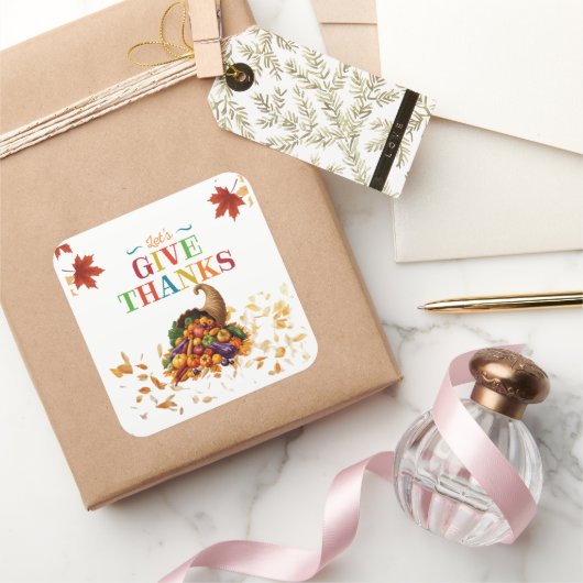 Laten we Oogstovervloed Thanksgiving bedanken Vierkante Sticker (Geschenken)