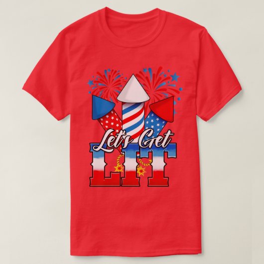 Laten we op 4 juli het Lit Patriotic kopen T-shirt (Design voorkant)