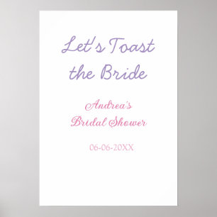laten we op de bruid toasten bruidsfeest paarse na poster