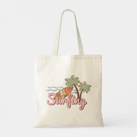 Laten we op de Surfing Summer Surf Board gaan zitt Tote Bag (Achterkant)