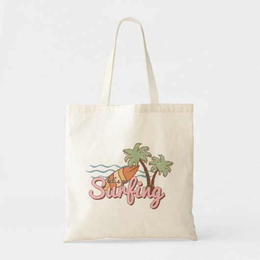 Laten we op de Surfing Summer Surf Board gaan zitt Tote Bag (Voorkant)