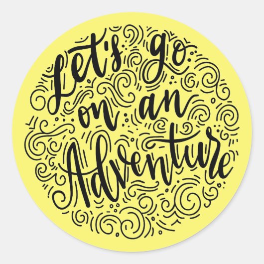 Laten we op een avontuur gaan ronde sticker (Voorkant)