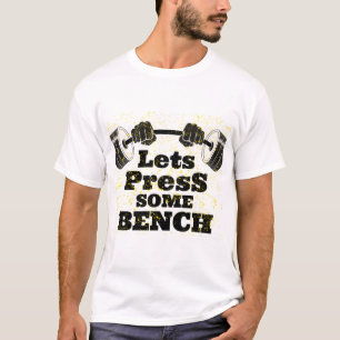 Laten we op een bankje T-shirt drukken