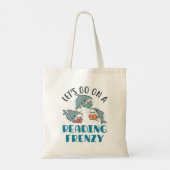 Laten we op een leesbare lerarenhaai gaan tote bag (Achterkant)