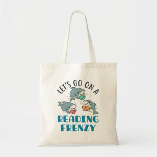 Laten we op een leesbare lerarenhaai gaan tote bag