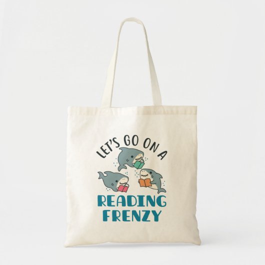 Laten we op een leesbare lerarenhaai gaan tote bag (Voorkant)