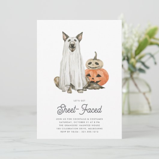 Laten we op het vel gerichte halloween party maken kaart (Staand voorkant)